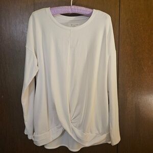 Lou & Grey for Loft 3/4 Length Sleeve Tunic Top Soft White Size L